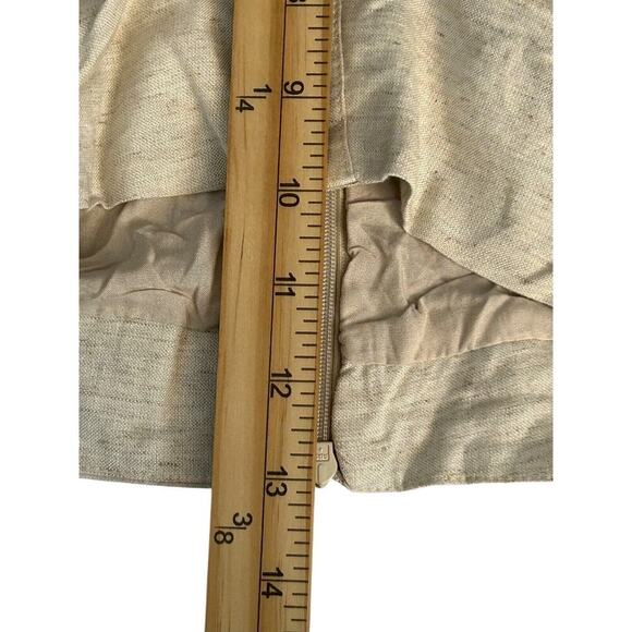 Luxxel Top Size Medium Beige Linen Rayon Button Puff Sleeve Cropped Bohemian - Picture 11 of 12